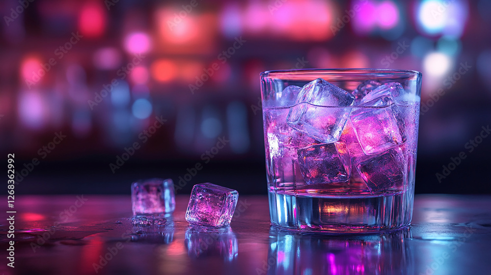 A cosmopolitan cocktail with translucent ice cubes A cosmopolitan cocktail with translucent ice cubes
