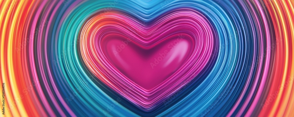 Obraz premium Colorful Abstract Heart Shape with Vibrant Layers and Smooth Curves in a Dynamic Design