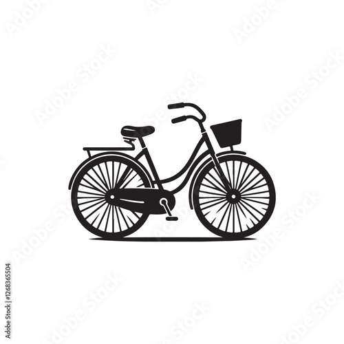 Black Color Bicycle silhouette design Vector Illustration, Solid White Background (2).eps