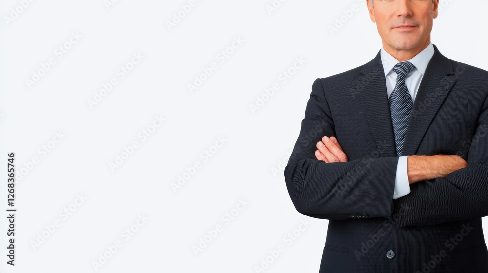 Confident businessman in suit and tie with arms crossed, a portrait of success leadership Confident businessman in suit and tie with arms crossed, a portrait of success leadership