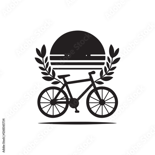 Black Color Bicycle silhouette design Vector Illustration, Solid White Background (5).eps