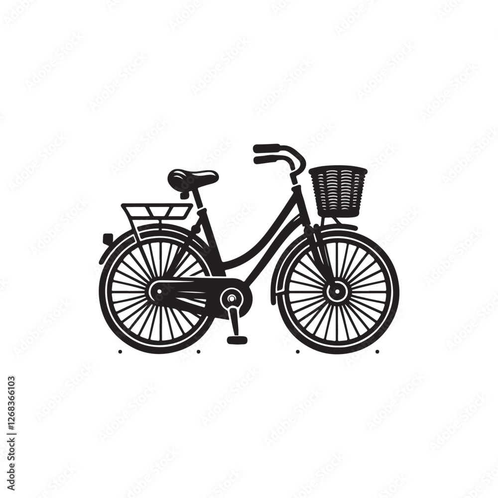 Fototapeta premium Black Color Bicycle silhouette design Vector Illustration, Solid White Background (10).eps