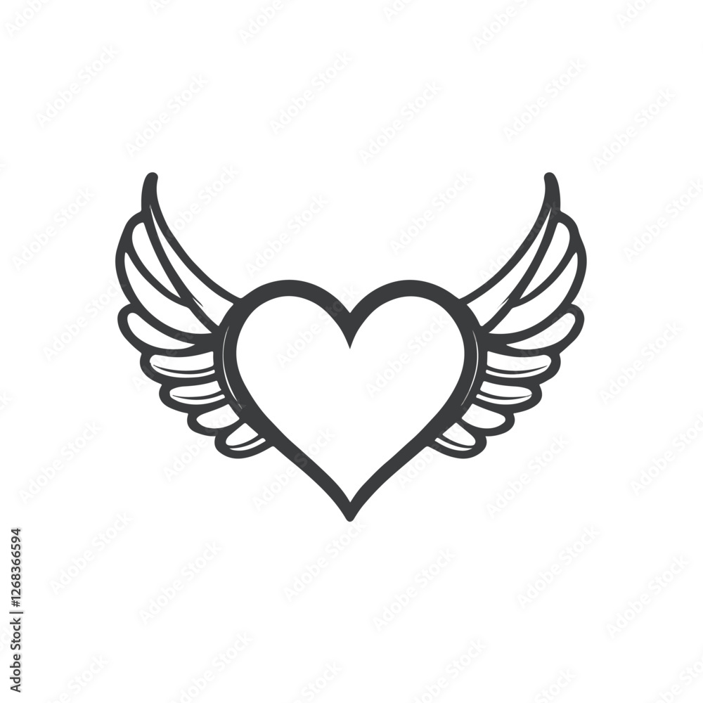 heart with wings Vector heart with wings Vector