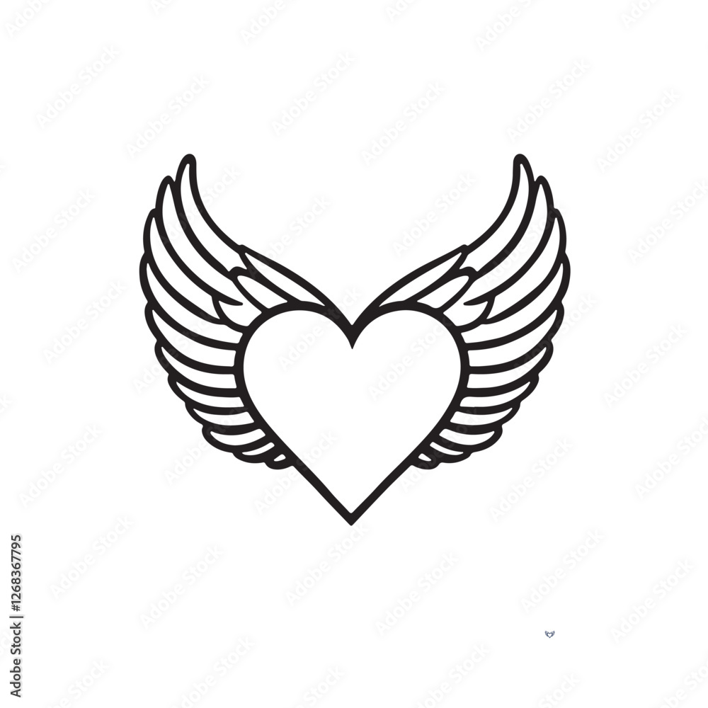 heart with wings Vector heart with wings Vector