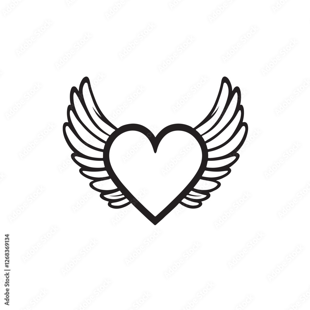 heart with wings Vector heart with wings Vector