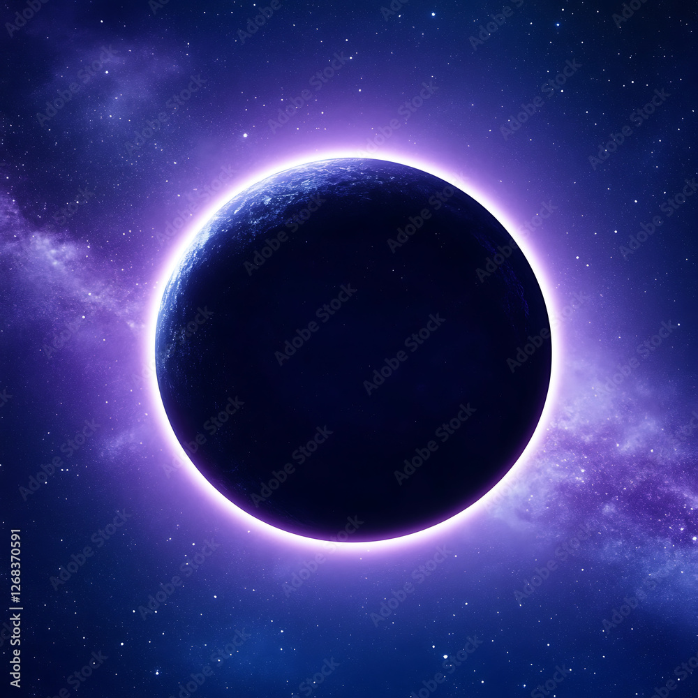 Obraz premium Enigmatic Cosmic Orb Embraced by Celestial Light with a Starlit Galactic Backdrop Display
