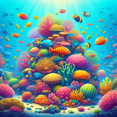 Keuken achterwand Turquoise An underwater scene featuring colorful coral reefs and tropical fish.  © TUAN HAKIM