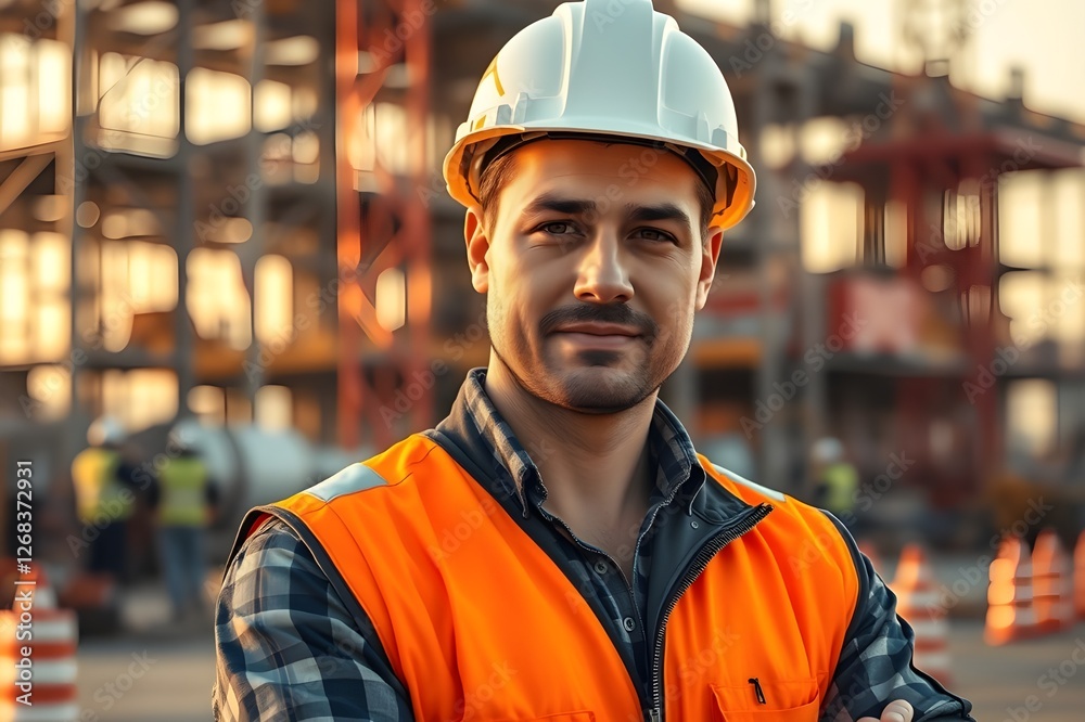 A portrait of a building construction engineer. Teamwork, industrial, success A portrait of a building construction engineer. Teamwork, industrial, success
