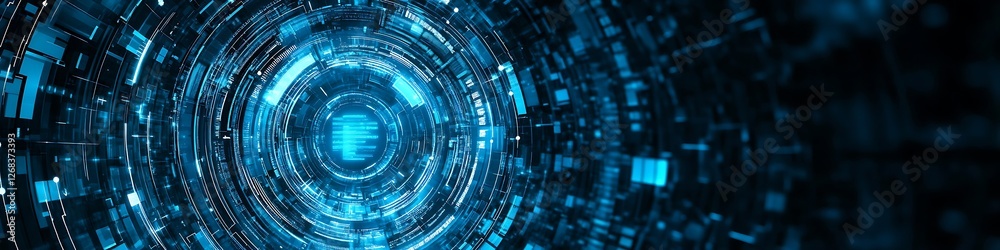 Fototapeta premium Abstract Blue Digital Technology Tunnel Design