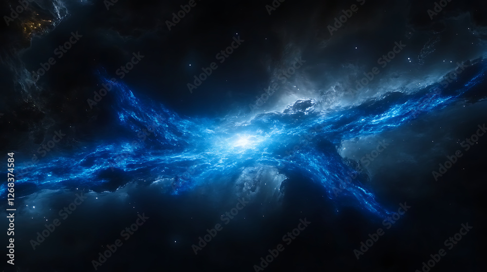 Obraz premium Ethereal Galactic Symphony Deep Space Nebula Explosion of Blues and Whites Cosmic Beauty and Wonder