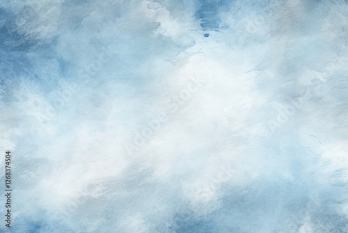 Watercolor sky background with white and blue cloudy texture. Abstract artistic painting style with light gradient effect. Natural heaven pattern for design with copy space