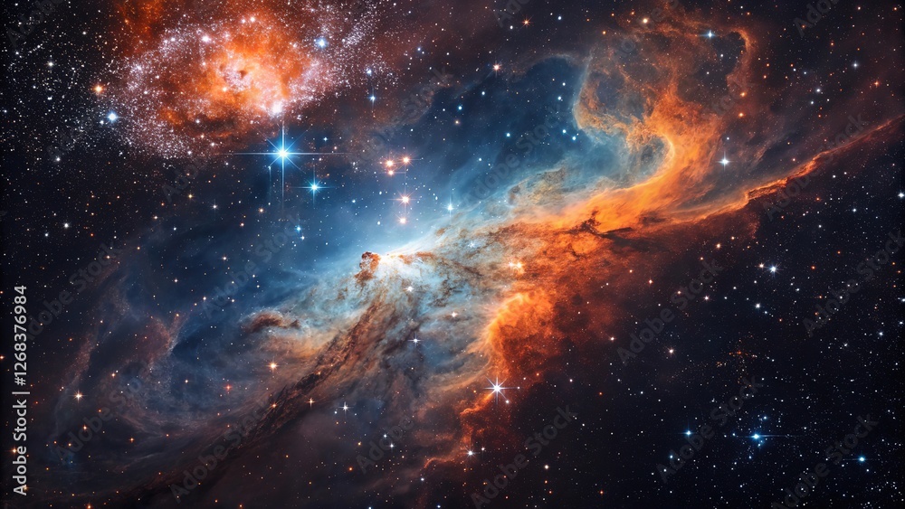 Obraz premium Vivid nebula with swirling clouds of gas and dust, showcasing the colorful beauty of deep space.