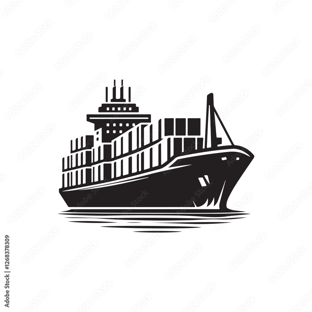 Obraz premium Cargo Ship silhouette design Vector (8).eps