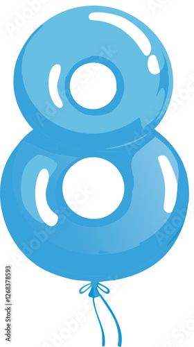 숫자풍선, 풍선, 8, 기호, 숫자, 8,아이콘, 3 차원, 기호, 둥근, blue, 번호