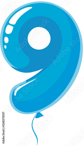 숫자풍선, 풍선, 9, 기호, 숫자, 9,아이콘, 3 차원, 기호, 둥근, blue, 번호9