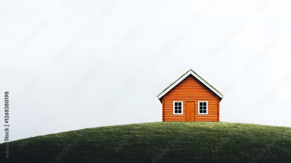 Cozy Hillside House with a Grass Roof in a Serene Landscape Exudes Tranquility and Charm. Innovative and Creative Ways to Build a House Concept Cozy Hillside House with a Grass Roof in a Serene Landscape Exudes Tranquility and Charm. Innovative and Creative Ways to Build a House Concept