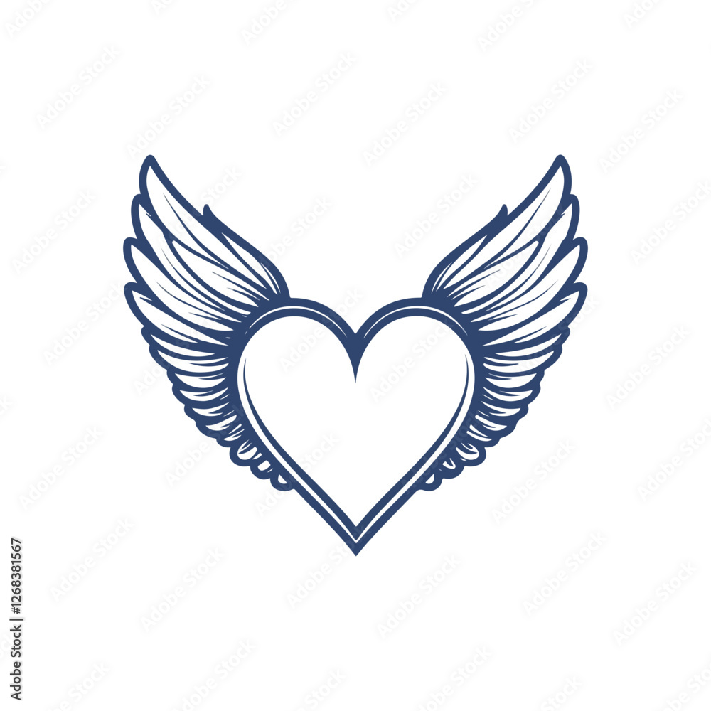 heart with wings Vector heart with wings Vector