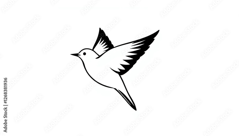 Fototapeta premium Elegant Flying Bird Line Art Graphic Design