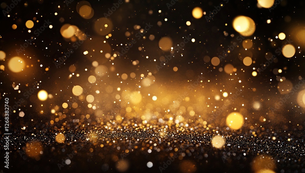 Golden Glitter Background: Shimmering Lights & Sparkling Dust Create a Luxurious Festive Atmosphere, Perfect for Celebration Designs. Golden Glitter Background: Shimmering Lights & Sparkling Dust Create a Luxurious Festive Atmosphere, Perfect for Celebration Designs.