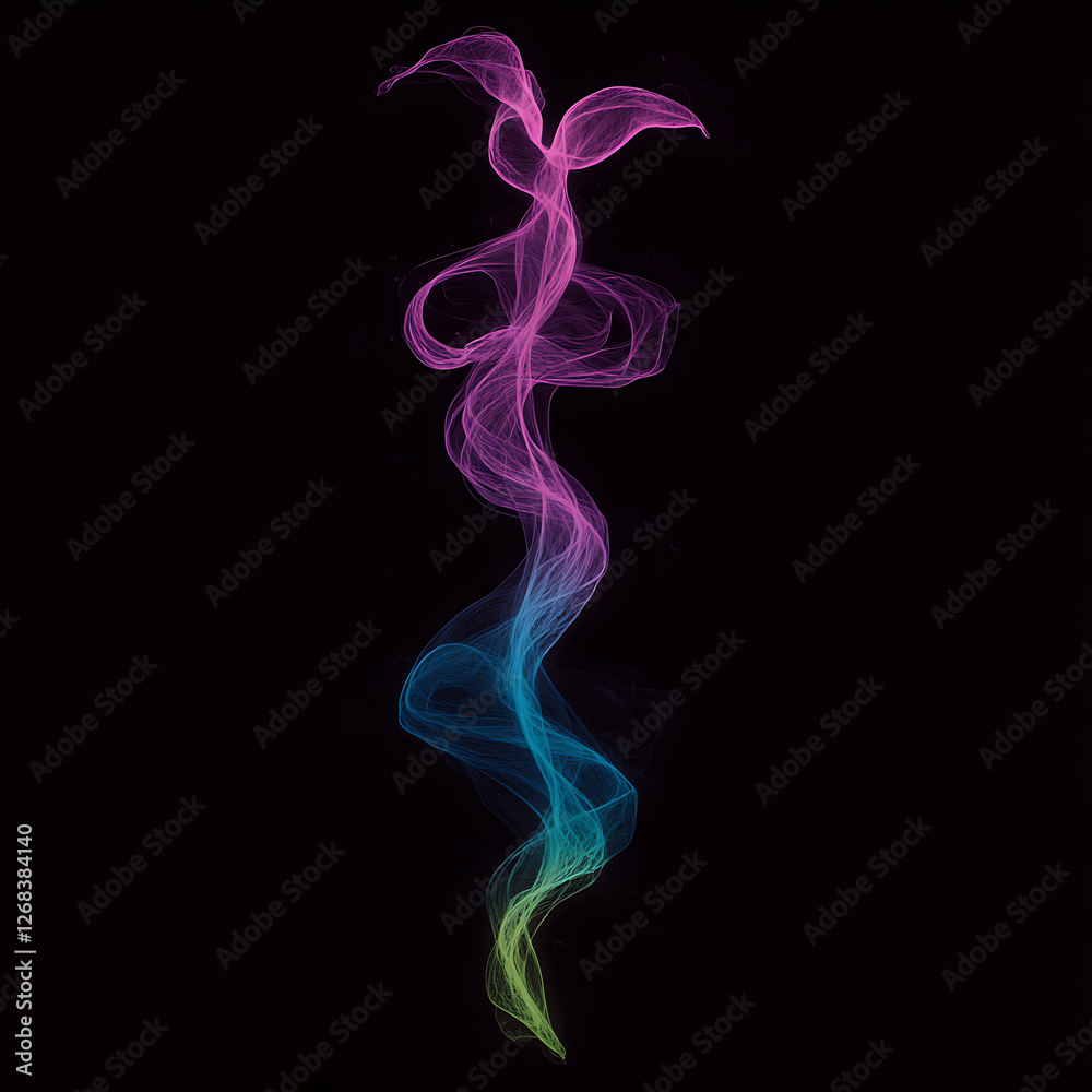 Ethereal Wisps of Colorful Smoke Dancing in the Dark Abstract Illustration Art Piece Design Ethereal Wisps of Colorful Smoke Dancing in the Dark Abstract Illustration Art Piece Design