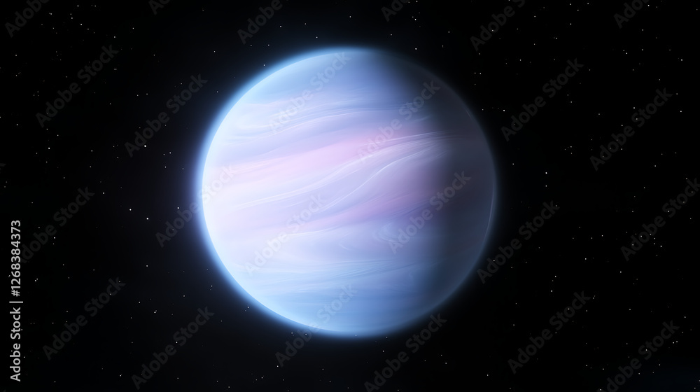 Obraz premium Exoplanet with Swirling Clouds and Atmospheric Haze in Deep Space Serene Celestial Body Scenery
