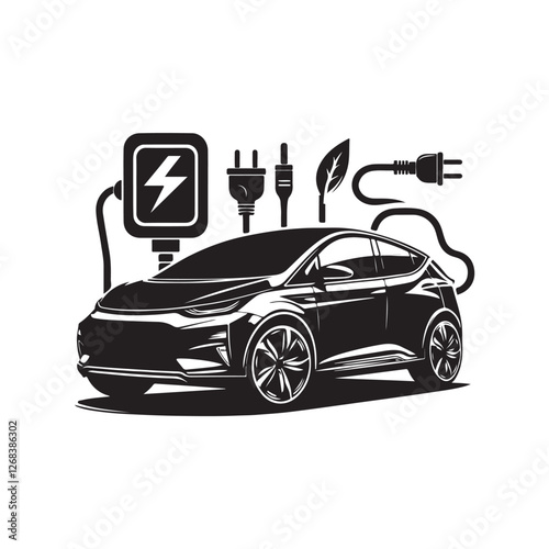 Electric Car silhouette design Vector (2).eps