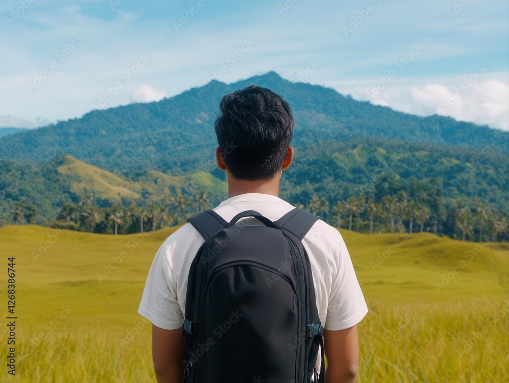 eco-tourism nature awareness. Guided trek through a nature reserve, highlighting reforestation projects and their impact on local communities