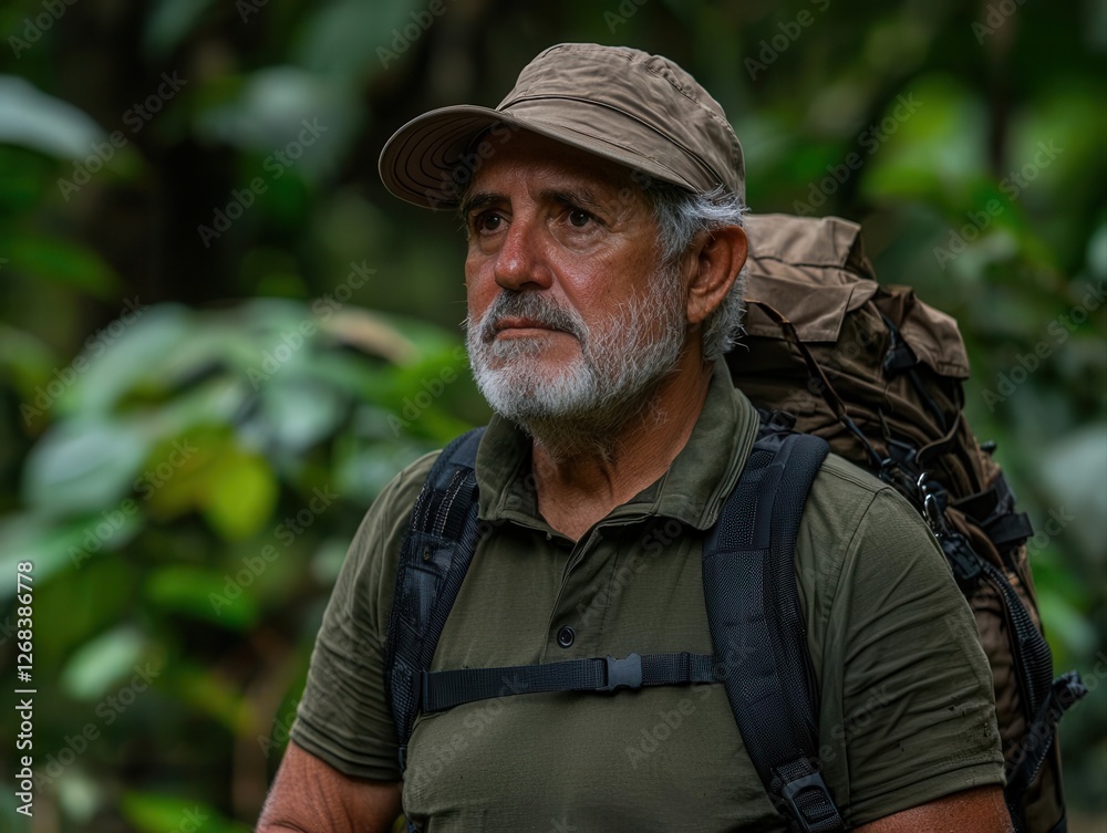 Fototapeta premium eco-tourism nature awareness. Rainforest eco-tour teaching visitors about the significance of canopy ecosystems and conservation challenges