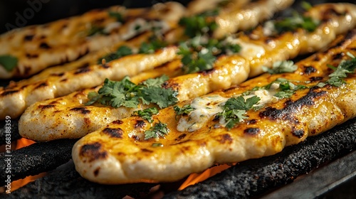 Grilled Naan Bread with Cilantro and Garlic Butter photo