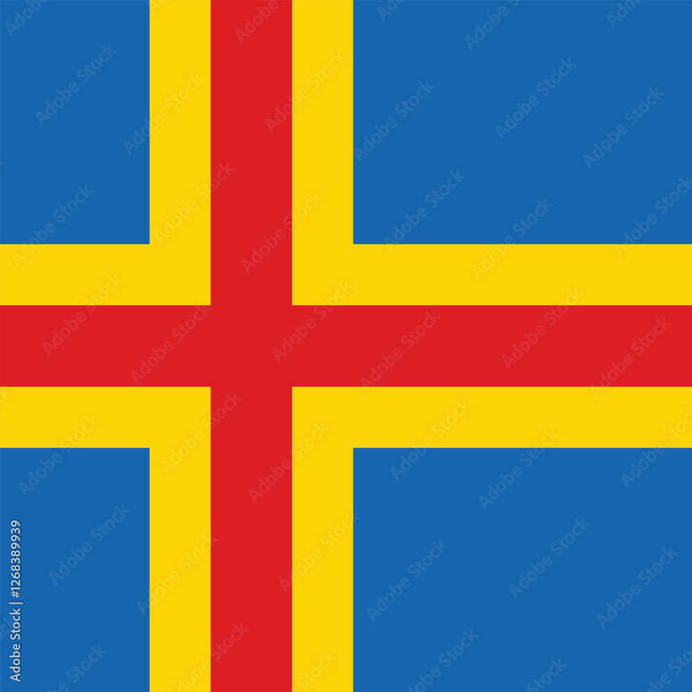 Flag of Aland. Aland square flag icon digital vector illustration Flag of Aland. Aland square flag icon digital vector illustration
