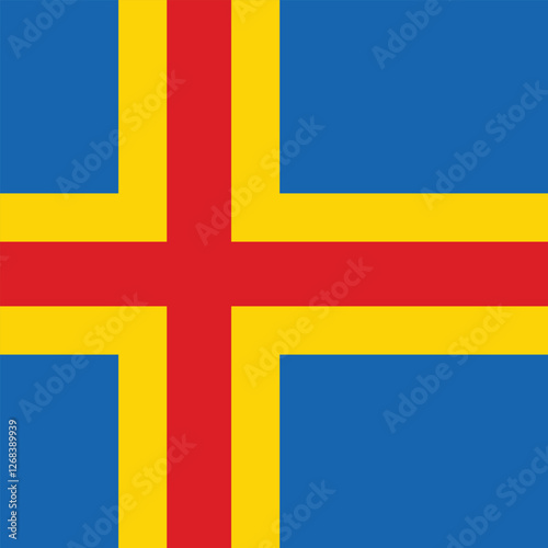 Flag of Aland. Aland square flag icon digital vector illustration