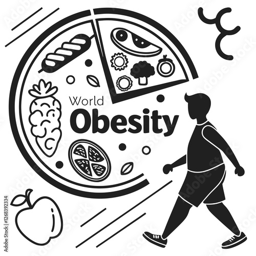 WORLD OBESITY DAY silhouette vector