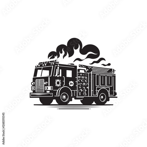 Fire Truck silhouette design Vector (7).eps