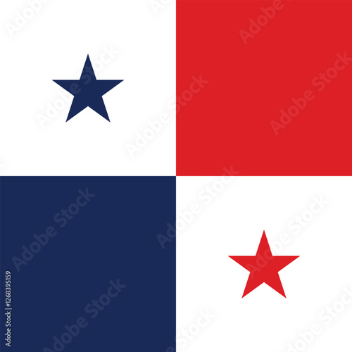 Flag of Panama. Panama square flag icon digital vector illustration