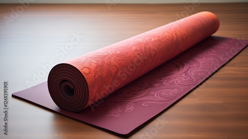 A reversible yoga mat showing both sides, neatly presented.
