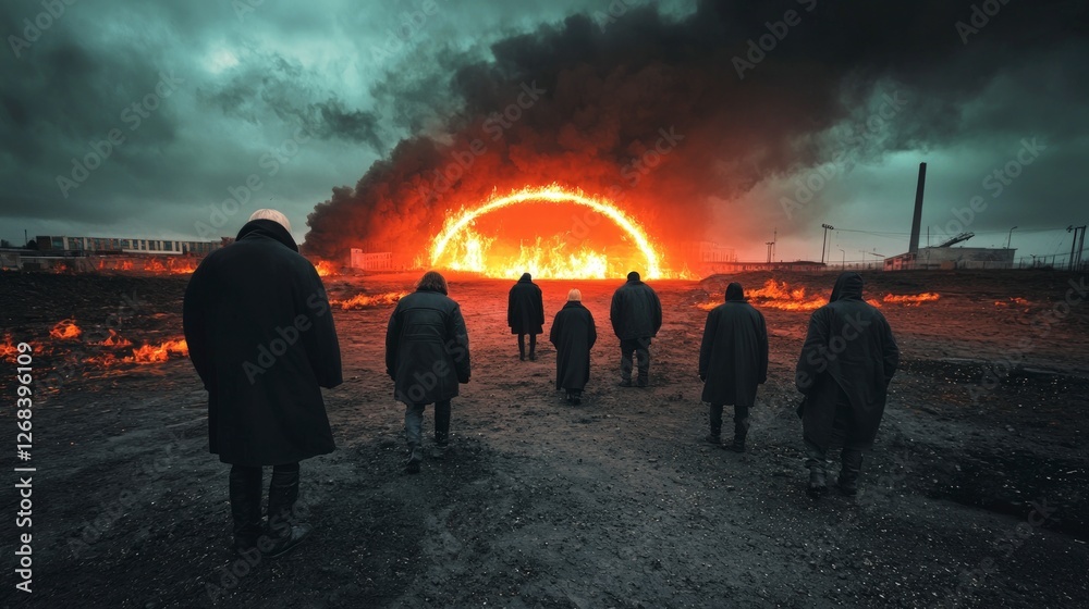 Fototapeta premium Apocalyptic Fire Ring Doomsday Prophecy End Times Disaster Dramatic