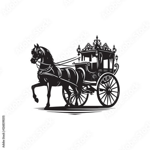 Horse-drawn Carriage silhouette design Vector (6).eps