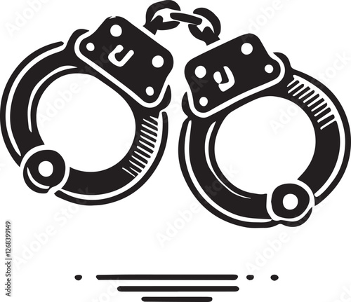 black Handcuffs vector Illustration, Handcuffs vector, Handcuffs logo vector, Handcuffs icon, Handcuffs silhouette vector black and white