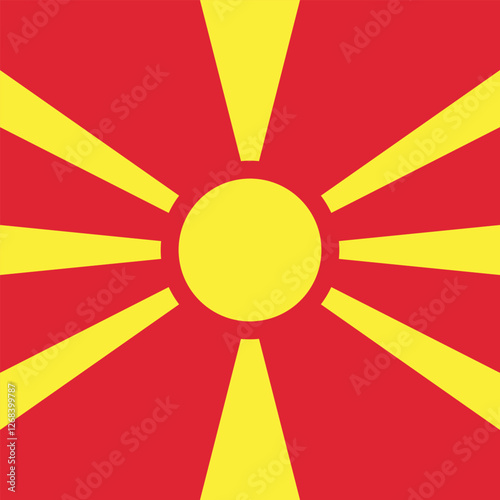 Flag of North Macedonia. North Macedonia square flag icon digital vector illustration