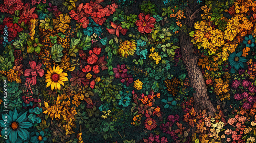 A vibrant and detailed floral arrangement showcasing diverse plant life. A vibrant and detailed floral arrangement showcasing diverse plant life.