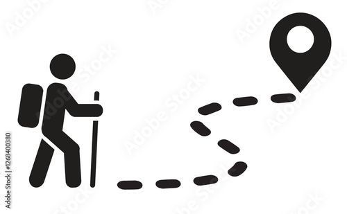 Hiker icon. People Walking icon, Public footpath. Trail. Vector icon isolated on white background