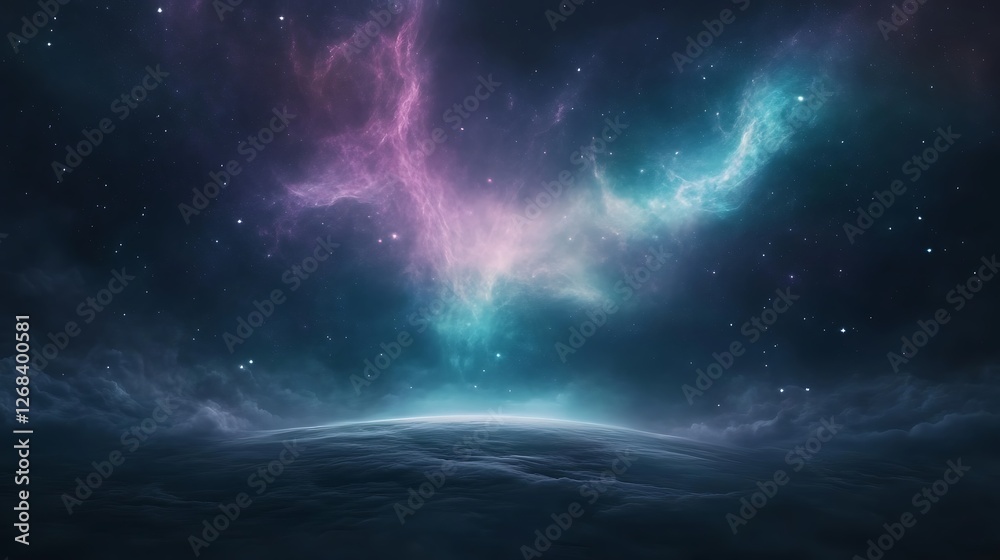 Fototapeta premium A captivating outer space fantasy landscape featuring mesmerizing celestial elements.