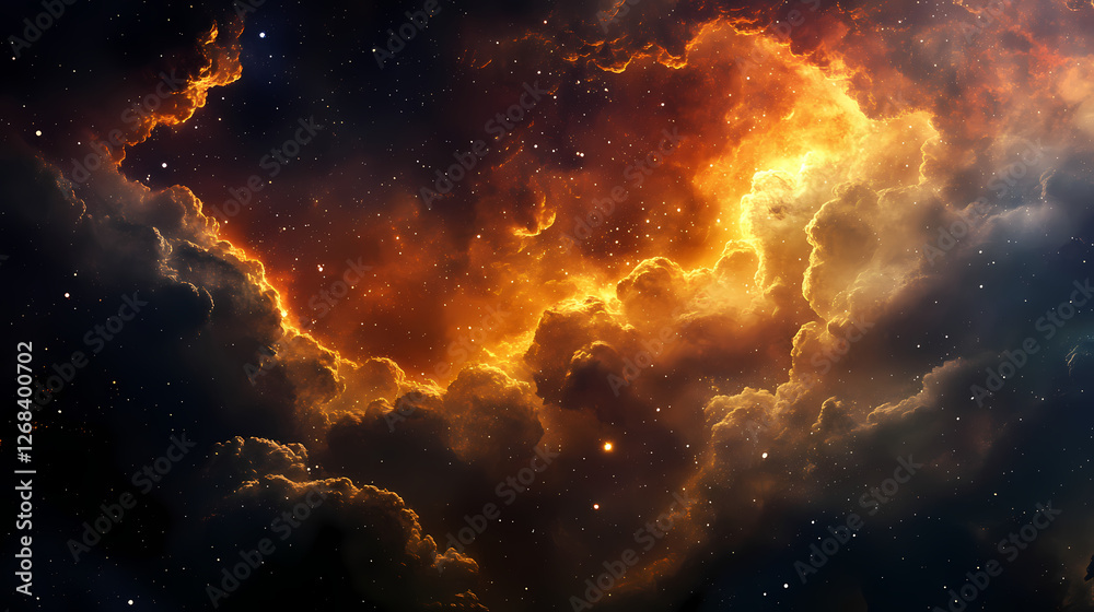 Obraz premium Galactic remnants: unique cloud formations from star explosions in outer space. Galactic Mosaic Skies. Illustration