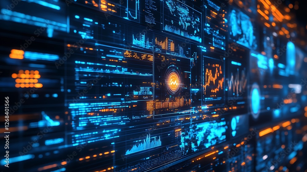 Obraz premium Futuristic Digital Data Display Showing Complex Information