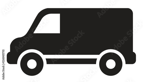 Van icon. Cargo minibus. Black silhouette. Side view. Vector simple flat graphic illustration. Isolated object on a white background. Isolate.