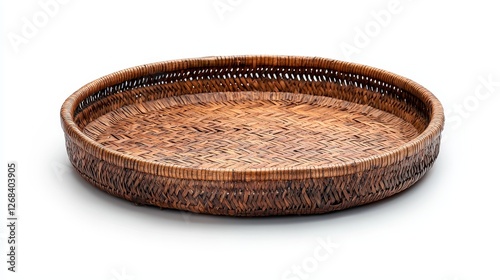 Decorative woven bamboo and seagrass basketry artisan market craftsmanship showcase rustic environment close-up view