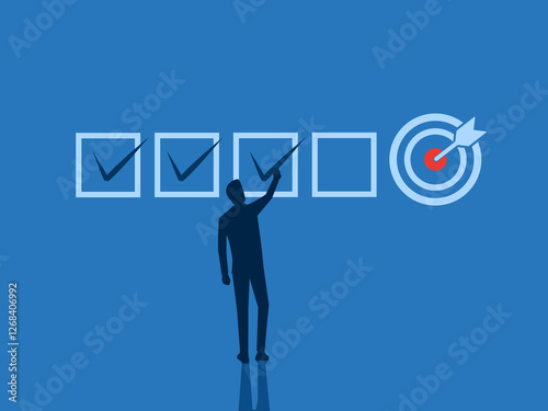 Follow the goals, businessman writes the right plan