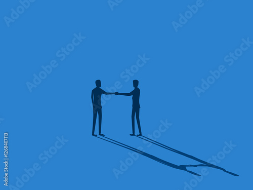 Businessmen shaking hands making deals on empty space