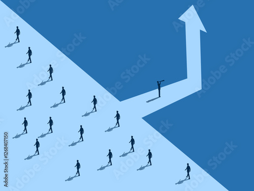 Different business paths , Businessman chooses a new path that is different for business opportunities