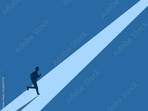 businessman runs on the path of his future in life